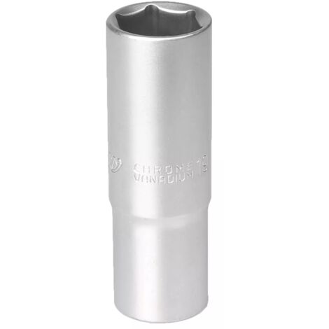 Chiave a bussola lunga da 1/2 pollice, angolazione esagonale, 19 mm, in acciaio CRV cromato.