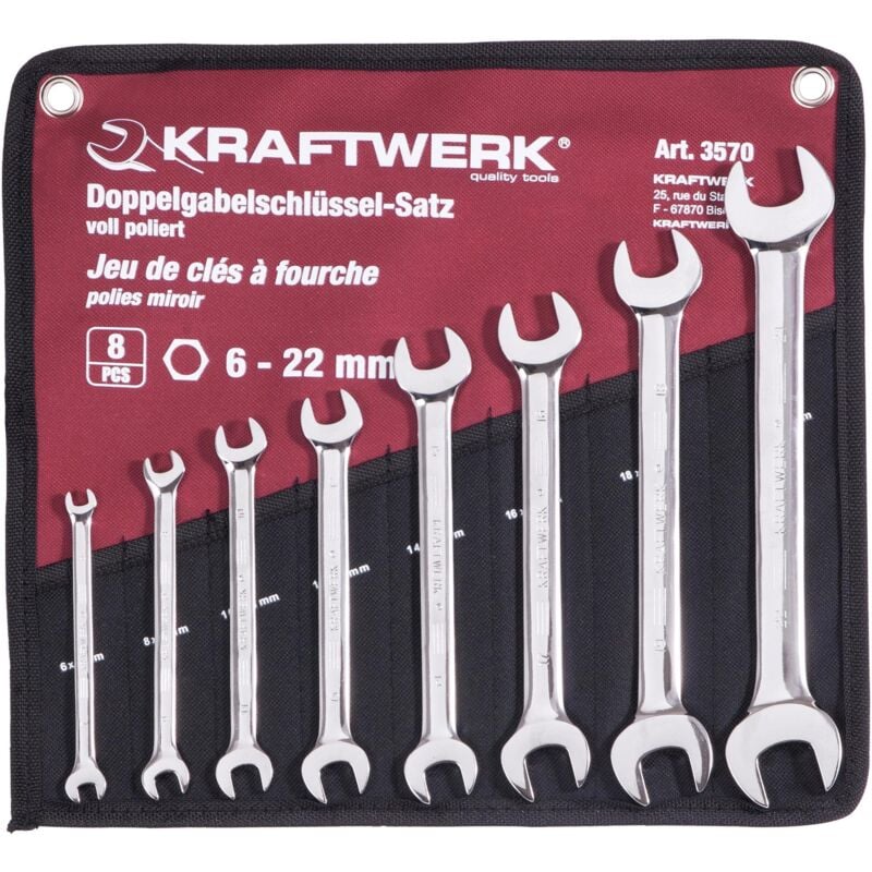 Kraftwerk - 8pz- Set chiavi doppie 6-22 mm, lucide