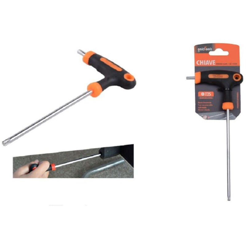 Image of Trade Shop - trapez-innensechskantschlüssel t-sternspitze T25X100MM ergonomischer griff 91805 -