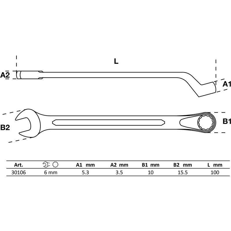 Image of Bgs chiave combinata – Anello, anello lato a gomito, 6 mm, 1 pezzi, 30106