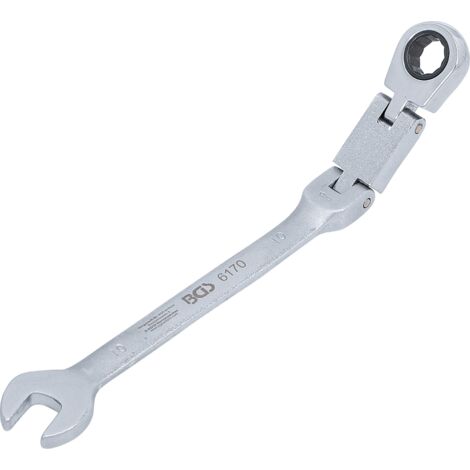 Chiave combinata a cricchetto con doppio snodo  regolabile  10 mm