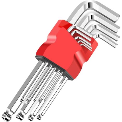 Chiave esagonale in acciaio legato, cacciavite a doppia testa, chiave esagonale, chiave a testa sferica, utensile manuale, set da 9 pezzi per vite a esagono incassato