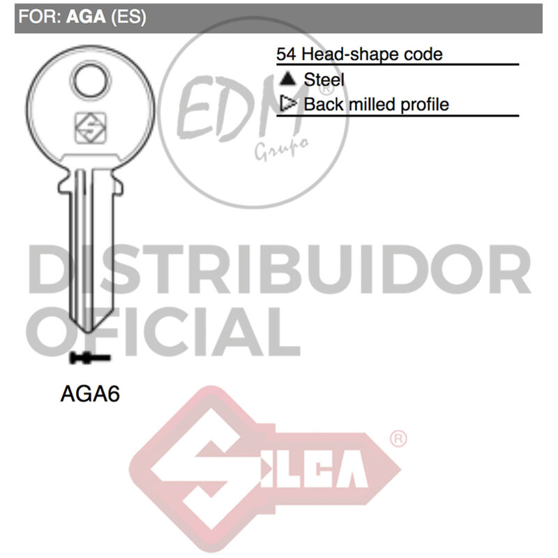 Image of Silca - E3/12046 chiave acciaio AGA6 aga