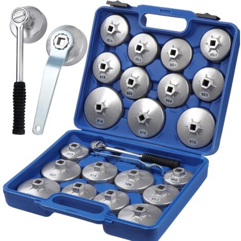 Chiave per filtro olio tipo tazza da 23 pezzi, strumento di rimozione presa per auto con tappo in alluminio per rimozione chiave filtro olio