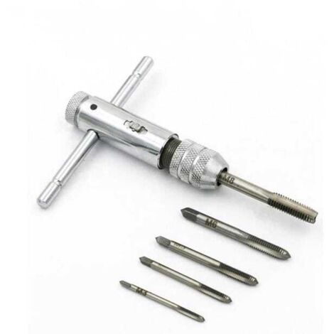 Chiave per maschi regolabile per mancini con impugnatura a T e 5 maschi: 3 mm, 4 mm, 5 mm, 6 mm, 8 mm - per lavorazione dei metalli.