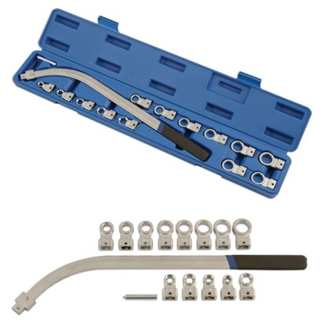 Chiave per puleggia/tendicinghia con adattatori intercambiabili set 15 pz