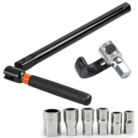 Chiave per rubinetti per lavabo, chiave per rubinetti per lavabo con 6 punte (9/10/11/12/14/17 mm), chiave per rubinetti in metallo, utensile per montaggio rubinetti, adatto per cucine e servizi igien