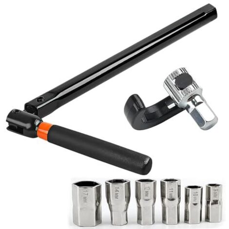 Chiave per rubinetti per lavabo, chiave per rubinetti per lavabo con 6 utensili a manicotto (9/10/11/12/14/17 mm), chiave per rubinetti in metallo, utensile per montaggio rubinetti, adatto per cucine 