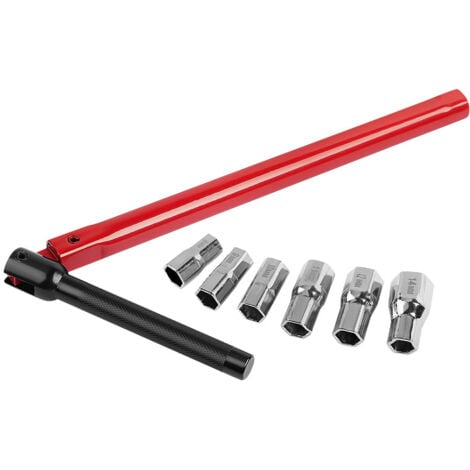 COOCHEER Chiave speciale per miscelatore lavello Ø 13 mm + 6 bussole ø 8 - 9 - 12 - 10 - 11 - 14 mm, rossa