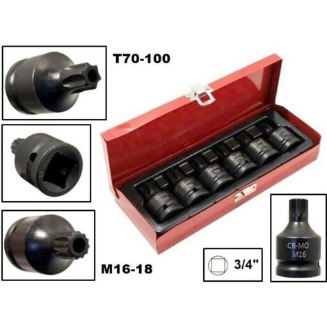 CHIAVI A BUSSOLA 6pz TORX MILLERIGHE IMPATTO 3/4" M16-18 T70-80-90-100