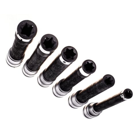 CHIAVI A BUSSOLA BUSSOLE TORX FEMMINA LUNGHE E10 E20 IMPATTO 1/2" 6 PZ ET6sa