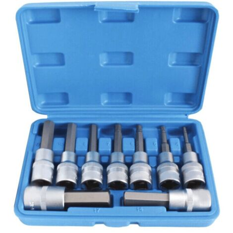 CHIAVI A BUSSOLA ESAGONALI INSERTI 9 PZ 80MM BUSSOLE 1/2" ACCIAIO H4 H17 840sa