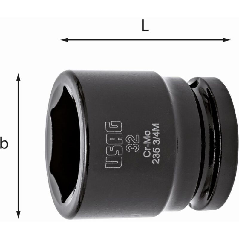 Image of Usag - chiave a bussola macchina con bocca esagonale 235 3/4 m 60 mm