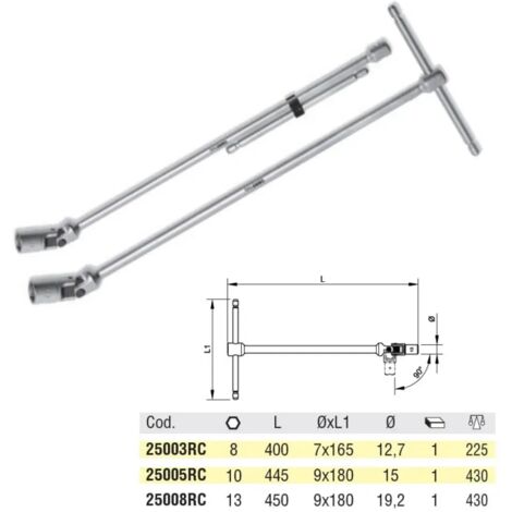 CHIAVI A "T" OMMA LUNGHE SNODATE  10 X 450