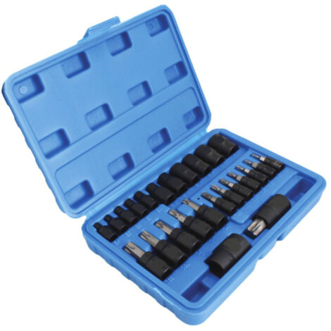 CHIAVI BUSSOLA BUSSOLE 25 PZ CASSETTA TORX T10 T60 1/4&quot 3/8&quot 1/2&quot T8 T60 MASCHIO FEMMINA 48Tsa