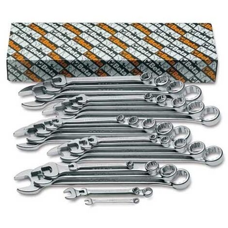 Chiavi Combinate Beta Serie a Forchetta e Poligonale Piegate in Acciaio Cromato, Conforme a DIN 3113 e UNI ISO 7738, Modello 42-S26