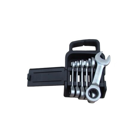 Chiavi combinate corte a cricchetto set 7 pz in raccoglitore di plastica