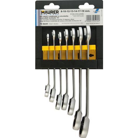 Chiavi Combinate Cricchetto Sr. 7 Pz. Maurer Plus Placchetta