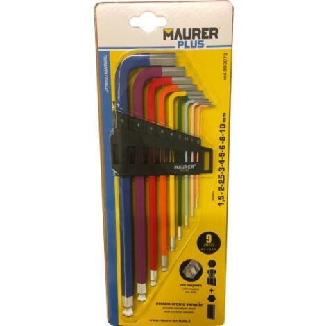 CHIAVI ESAG. SFERA C/MAGNETE LUNGHE IN SERIE MAURER PLUS 9PZ -CF.BLISTER