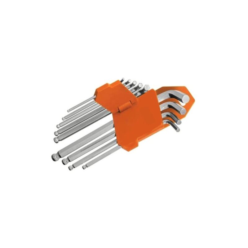 Image of FAR - chiavi esagonali corte 9 pz brugola l chiave 1,5 10 mm ballpoint 252OX