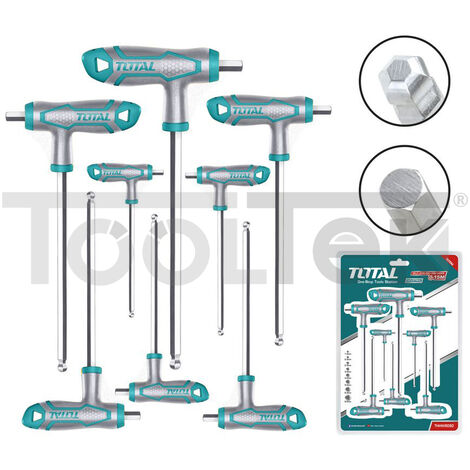 CHIAVI ESAGONALI A T 2-10mm SET 10pz END BALL TESTA TONDA TOTAL