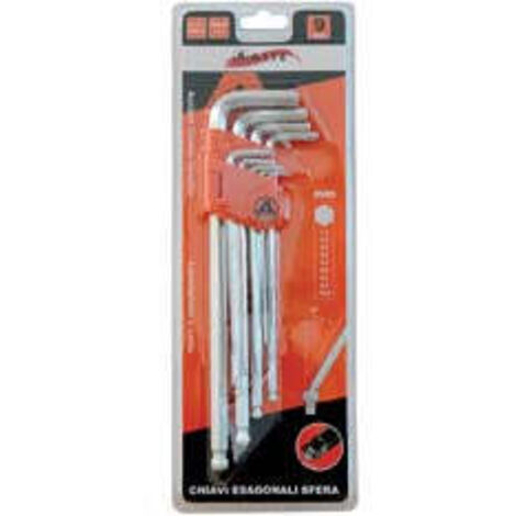 Chiavi Maschio Esagonali Ball Point Tipo Lungo Cromo Vanadio Sr. 9 Pz.
