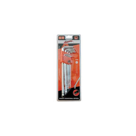Chiavi Maschio Esagonali Ball Point Tipo Lungo Cromo Vanadio Sr. 9 Pz.