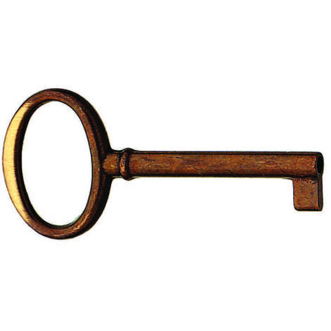 Chiavi per mobili mod.33706 in ottone patinato pulito testa foume' - mm.70x34 lunghezza gambo mm.42