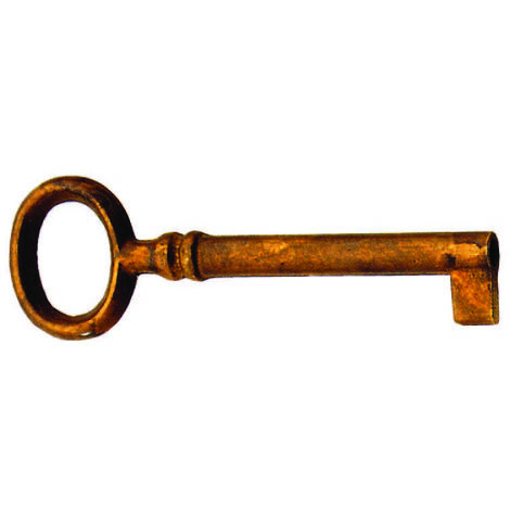 Chiavi per mobili mod.33718 in ottone patinato pulito - mm.81x24 lunghezza gambo mm.53