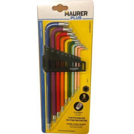 CHIAVI TORX C/MAGNETE LUNGHE IN SERIE MAURER PLUS 9PZ - CF. BLISTER