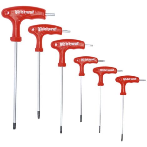 CHIAVI TORX EXTRA LUNGHE DA T10 A T40 - SET DI 6 CHIAVI CON IMPUGNATURA A T