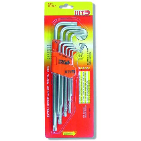 Chiavi Torx T10/T50 pz.9 con Foro Lunghe Hit