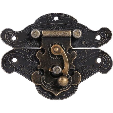 Chiavistelli Chiusura a scatto con goffratura anticata vintage con viti per armadietti decorativi, guardaroba, portagioielli, scatole regalo, valigie o mobili, colore bronzo (L) 8,2 cm-RAPANDA
