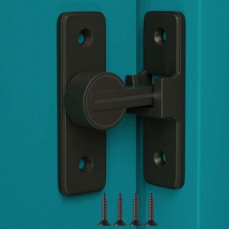 Chiavistello e catenaccio, serratura per porta scorrevole a 90 gradi - Chiusura per porta scorrevole ad alta resistenza - Chiusura per porta scorrevole a battente, bagno, giardino, finestra (nero opac