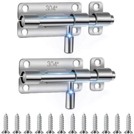 Chiavistello per porta, 2 pezzi in acciaio inossidabile 304 per porte esterne, serratura per porta esterna, chiavistello per porta scorrevole in acciaio inossidabile, per magazzino, garage, argento