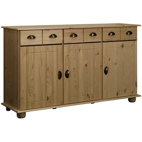 Credenza Madia Buffet da cucina Bianca 120x35x80 cm in Legno Massello di  Pino ITD63596