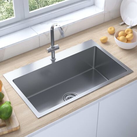 Chic Évier, Evier 1 bac,Lavabo de Cuisine fait main Acier inoxydable -79020
