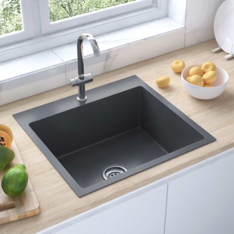 Chic Évier, Evier 1 bac,Lavabo de Cuisine fait main Noir Acier inoxydable -32257