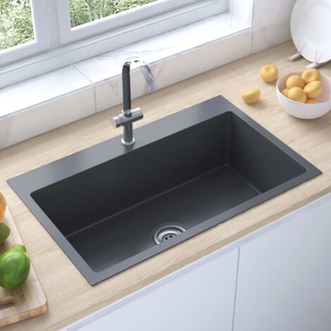 Chic Évier, Evier 1 bac,Lavabo de Cuisine fait main Noir Acier inoxydable -97398