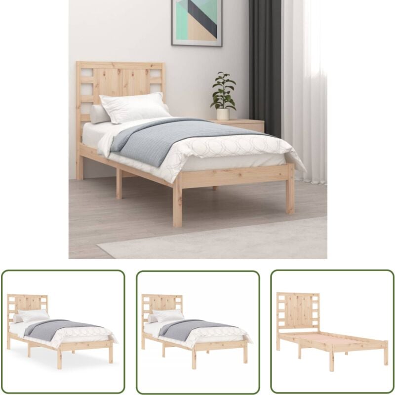Jinlefu - The Living Store Cadre de lit sans matelas 90x190 cm bois massif - Cadre De Lit - Lit Simple - Bois Massif - Lit Design - Chambre à Coucher