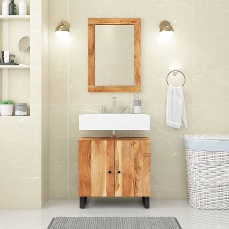 Chic Meuble d'évier, Meuble bas sous vasque de salle de bain 62x33x58 cm bois d'acacia et d'ingénierie -69487 - Brun