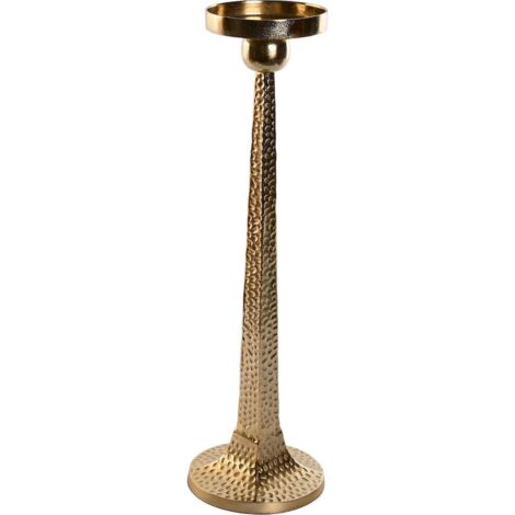 Chic porte-bougie doré en aluminium élégant - Doré martelé élégant