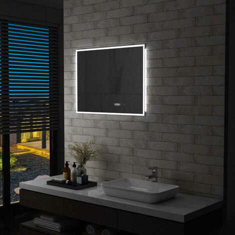 Specchio da bagno rettangolare a parete 60x80 cm con mensole in vetro  satinato