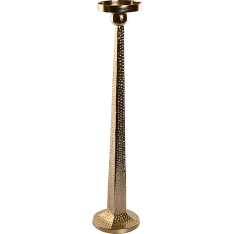 Chic support à bougie doré en aluminium - doré martelé élégant