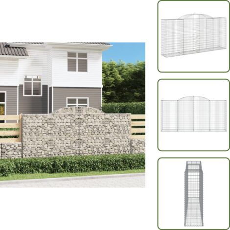 CHIC Vasi per fiori, fioriere giardino, Cesto Gabbione ad Arco 300x50x140/160 cm Ferro Zincato(Design EU 8191)