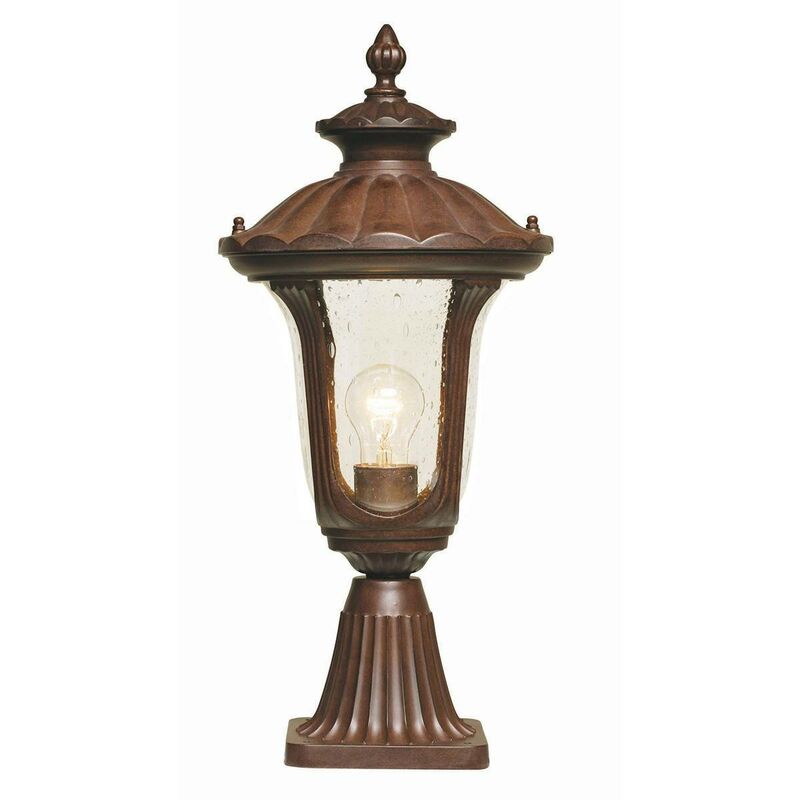 Elstead Chicago - 1 Light Small Outdoor Pedestal Lantern Rusty Bronze IP44, E27