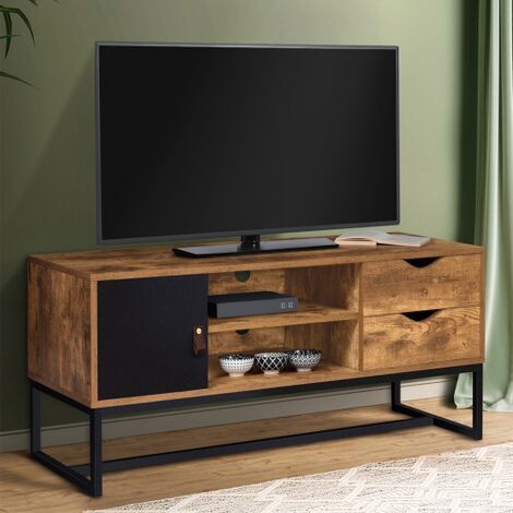 IDMARKET CHICAGO Mueble TV 2 cajones con mueble industrial 110 cm