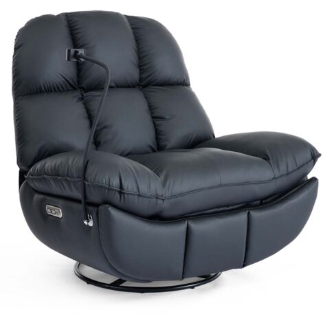 Chicago Swivel & Rocker Auto Recliner Chair Black