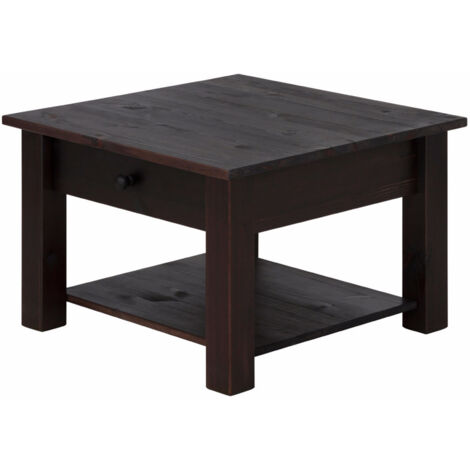 Chicago Table basse avec 1 étagère en pin noir