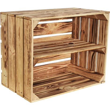 CHICCIE Holzkiste Langes Regal Geflammt 50x40x30cm - Kisten Box